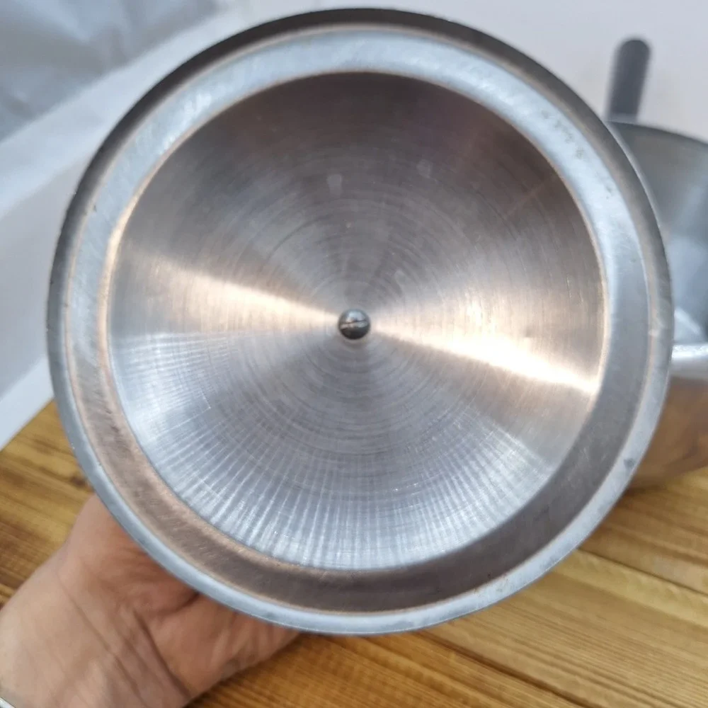 Vintage Japan Stainless Steel Fondue‎ Pot Black Handle w/lid